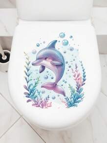 SUPSTICKER 1/2pcs Turtle & Seaweed Pattern DIY Self-Adhesive Toilet Seat Sticker, Waterproof & Moisture-Proof, Removable, Applicable For Kindergarten, School, Boys/Girls Restrooms, Room Decoration, 11.61x11.81inch/29.5x30cm