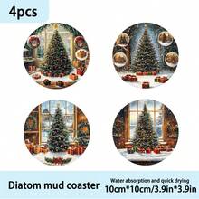 1 set/4 buc/6 buc suporturi de pahare cu model de turtă dulce și brad de Crăciun, suporturi de pahare cu noroi de diatomee, suporturi de pahare pentru cafea, decorațiuni multi-ocazie pentru casă și restaurant, cadouri zilnice, decorațiuni de masă, decorațiuni zilnice, decorațiuni pentru petreceri tematice