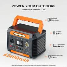 FF Flashfish Flashfish P66 Portable Power Station 300W&Foldable Solar Panel, Lightweight Li-Ion Battery Bank With AC/USB/DC Outputs, 230.88Wh Solar Generator For Camping, 18V/60W Portable Solar Charger Charge For Portable Power Station,Home Emergencies & Outdoor Trips - cam đen - Xem 3
