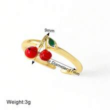 Nhẫn hở dành cho nữ Fruit Series, Nhẫn anh đào, Nhẫn dâu tây, Nhẫn thiết kế hở - Vàng - Xem 9