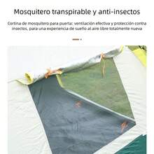Carpa al aire libre impermeable y resistente a los rayos UV, carpa automática de apertura rápida para campamentos, carpa plegable para playa para 2-4 personas con dos puertas y dos ventanas - Verde - Ver 9