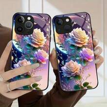Funda de vidrio para iPhone 17air/16E/15/14/13/12/11 plus, Pro, Promax, X/XS/XR/XSMAX,  Galaxy A03/A03S/A05S/A06/A07/A11/A12/A13/A14/A15/A16/A17/A22/A22/A23/A26/A31/A32/A34/A35/A36/A52/A53/A73, S21/S22/S23/S24/S25 Plus, Ultra, funda de vidrio reflectante, buena sensación al tacto, protección de borde suave, adecuada para hombres y mujeres - Negro - Ver 7