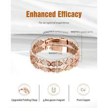 Feraco Pure Copper Bracelets For Women, Ultra Strength Magnetic Therapy Bracelet For Pain Relief With 3800 Gauss Magnets & Sparkling Cubic Zirconia, Adjustable, Infinite Clover Jewelry - Rose Gold - View 4