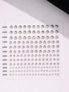 165件/套 3-6毫米镀银亚克力假鼻环耳钉贴纸假眉毛唇环非穿孔身体首饰脸贴适合女士男士派对首饰 - 銀色 - 查看 2