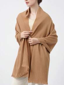 FADZOYLE 1件装女士优雅纯色围巾羊绒披肩头巾，四季皆宜，秋冬季保暖，短流苏加长款，简约优雅，多功能颈部围巾，适合办公室、户外、日常使用，可作礼物、晚宴、婚礼配饰，也可作为礼服搭配。 - 彩色 - 查看 10