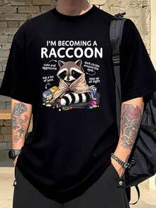 42\Raccoon Shirt Becoming A Raccoon Trash Panda Funny Racoon-Shirt   Copy.Jpg Men's-Shirt Graphic Tees Crop Tops Outfits Tops-Shirt - 黑色 - 查看 1