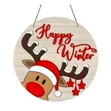 4 Stücke Weihnachtsstil Holzbrett Gemälde - rund, geeignet für Heimdekoration und Zusammenkünfte - perfekte Geschenkidee, Weihnachtsthemen Heimdekoration, ideal für Weihnachten - Holzschnitt-Malerei-Kreis - Übersicht 2