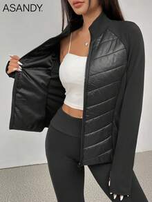 ASANDY 女士秋冬轻薄保暖修身时尚羽绒服 休闲黑色 - 黑色 - 查看 8
