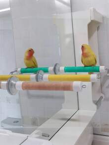 1 Set Vibrant Bird Perch Stand With Colorful Wrap - Easy Clean, Durable, Firm Installation, Smooth Surface Compatible, Includes 1 Replacement Bandage - Ideal For Parrots, PVC Window & Shower Suction Cup Base - Multicolor - View 8