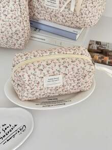 1 Pieza Bolsa de Maquillaje con Estampado Floral Rosa Corduroy Multifuncional Organizador de Cosméticos Portátil con Cierre de Cremallera para Cosméticos, Cuidado de la Piel, Lápiz Labial, Brochas, Crema de Manos, Auriculares, Monedas, Llaves, Artículos Pequeños para Uso en el Hogar, Viajes, Vacaciones y Escuela Bolsa de Maquillaje Bolsa de Cosméticos Bolsa de Artículos de Tocador Cubos de Embalaje Artículos Esenciales de Viaje Artículos Esenciales de Crucero Artículos Esenciales de Dormitorio Regalos de Dama de Honor, Regalos para Mamá, Regalos de Cumpleaños, Regalos para Amigos y Maestros