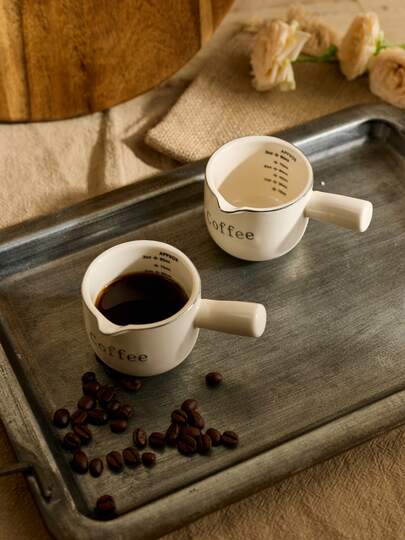 Cirelle Vintage krämfärgad espressomugg med skala utsökt keramisk kaffemätkopp extraktionskopp liten gräddkanna skolmaterial tillbaka till skolan