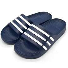 Pantuflas de plataforma a rayas SunnyStep | Modernas y versátiles: la mejor opción para el tiempo libre al aire libre - Azul Marino - Ver 3