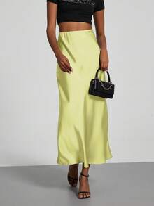 Se-Hore 时尚女式弹力缎面长裙，适合所有季节 - 海沫綠 - 查看 7