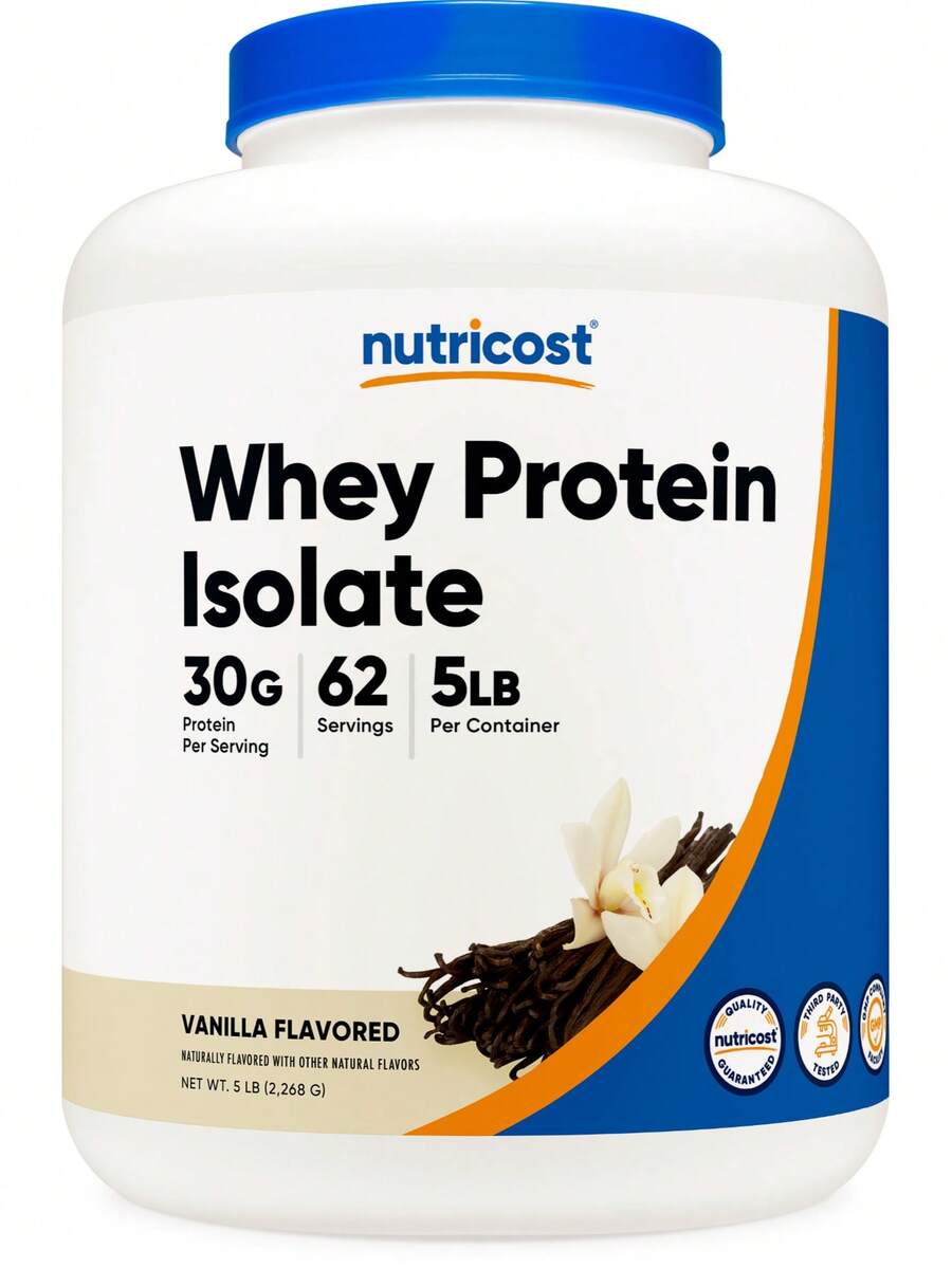 Nutricost Isolate Whey Protein Powder (Vanilla), 5 Pounds | Whey Protein Isolate, Muscle Building, Non-GMO, Gluten Free, Nutricost, Premium Quality - Vanilla - Xem 1
