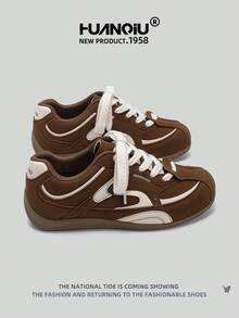 HUANQIU 2025新款男鞋男士滑板鞋一双时尚休闲高帮透气居家办公户外运动鞋多功能轻便舒适德迅鞋赛车鞋休闲鞋跑步鞋棕色四季鞋 - 棕色 - 查看 4