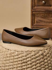 MonaNise 女士尖头时尚低帮平底鞋，户外休闲装，紫色、香槟色、红色、黄色、黑色 - 鏽棕色 - 查看 4