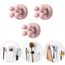 2/3/6pcs Wall Mounted Toothbrush & Razor Holder - Self-Adhesive Multi-Function Bathroom Storage Organizer Box With Cute Animal & Floral Design, Space-Saving Kitchen, Living Room, Office Hooks - No Drilling Installation, Bathroom Accessories, Vanity Supplies Storage, Fun Design, Easy To Install, Durable Structure, Home Organization, Stylish Storage, Compact Living, Minimalist Living, Practical Hooks