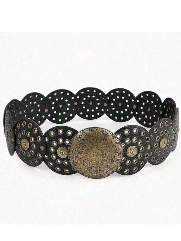 1pc Vintage Bohemian PU Leather Women's Belt, Suitable For All Seasons, American Western Cowgirl Retro Style