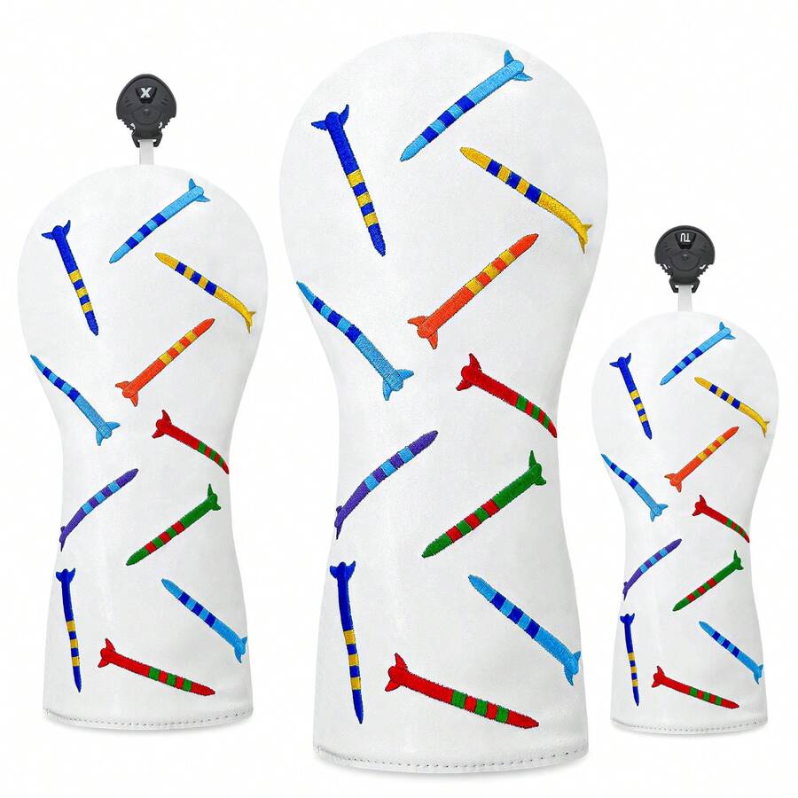 1个经典俏皮指甲边PU高尔夫球杆头套 - 优质耐用材料 | 适合年轻潮流人士和家庭高尔夫球手 - 白色 - 查看 1