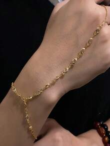 1 件简约时尚百搭链串珠指环手链，适合女士日常佩戴（手工制作，数量随机，避免接触水）