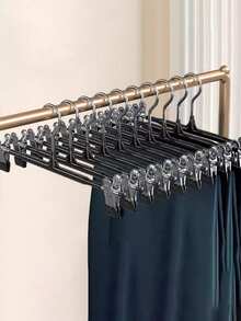 60pcs/20pcs/10pcs Adult Full Plastic 10pcs/5pcs Dip Coated Pants Clips, Skirt Clips, Household Drying Seamless Stainless Steel Storage Clothes Hanger, Lingerie Dedicated Anti-Aging Metal Pants Clips, Clothing Drying Rack For Garment Store & Home Use