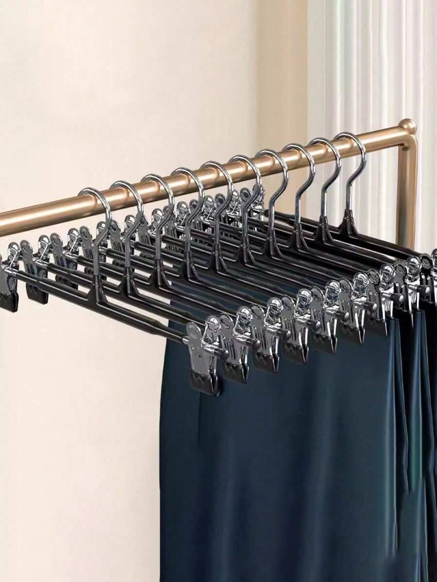 60pcs/20pcs/10pcs Adult Full Plastic 10pcs/5pcs Dip Coated Pants Clips, Skirt Clips, Household Drying Seamless Stainless Steel Storage Clothes Hanger, Lingerie Dedicated Anti-Aging Metal Pants Clips, Clothing Drying Rack For Garment Store & Home Use