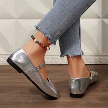 Shoes For Women Spring Autumn Outdoor Walking Travel Ladies Shoes Loafers Womens Square Toe Ballet Flats Comfortable Dressy Casual Slip On Ballerina Flat - 銀色 - 查看 5