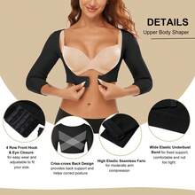 Arm Shaper For Women Posture Corrector Post Surgery Arm Lipo Compression Sleeves Slimming Arm Faja Front Closure Shapewear 3/4 Sleeve Crop Tops Black - màu đen - Xem 2