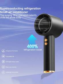 1个撞色男女通用情侣USB充电长效高速涡轮旋转风扇，100档风速，迷你手持式，电镀时尚，适合作为礼物、户外旅行、海滩、运动、居家、办公、日常使用、春夏精选、伴娘礼物、房间、卧室装饰、海滩、旅行、男士、女士、度假用品 - Mini Handheld Fan - 查看 5