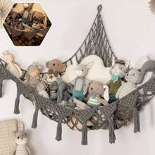 Tinabless 1 件超大号毛绒动物收纳网或吊床，适用于小型或大型毛绒玩具。灰色毛绒玩具收纳架 - 灰色 - 查看 8