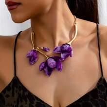 1pc Vintage Bohemian Exaggerated Metallic Magnolia Flower Resin Elegant Accessory, Suitable For Holidays, Birthdays, Dates, Balls, Parties, Vacations, Outings - Magnolia - View 4