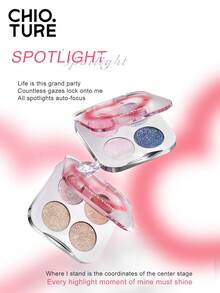 CHIOTURE 四色闪亮眼影盘，带有碎钻般的闪亮波浪，持久的光泽，显色度高，易于涂抹，非常适合万圣节和晚间活动 - 01 Liquid Gold Runway - 查看 3