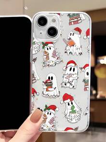 1 Piece Christmas/Halloween Ghost Cookie Design Full Coverage TPU Phone Case, Compatible With IPhone 16/16Pro/16Plus/15/15ProMax/15Pro/11/12/13/14ProMax/12Mini/13Mini/11Pro/11ProMax/12Pro/12ProMax/13Pro/13ProMax/14Pro/14ProMax, Creative And Elegant - 無色 - 查看 2