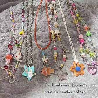 韩国精致复古花心串珠项链女个性简约酷炫锁骨链时尚Y2K饰品