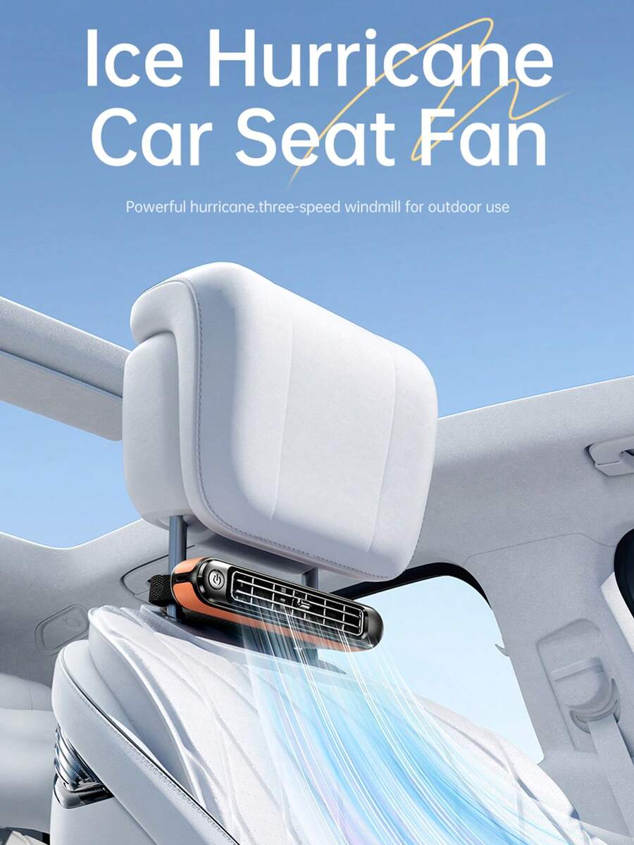 Ventilador veicular alimentado por USB, 3 velocidades de vento, mantém você fresco durante viagens longas e congestionamentos, design com para fixação segura.