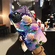 Funda de vidrio para iPhone 17air/16E/15/14/13/12/11 plus, Pro, Promax, X/XS/XR/XSMAX,  Galaxy A03/A03S/A05S/A06/A07/A11/A12/A13/A14/A15/A16/A17/A22/A22/A23/A26/A31/A32/A34/A35/A36/A52/A53/A73, S21/S22/S23/S24/S25 Plus, Ultra, funda de vidrio reflectante, buena sensación al tacto, protección de borde suave, adecuada para hombres y mujeres - Negro - Ver 6