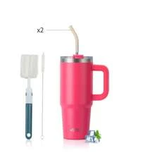 1pc WATERSY Travel Mug Coffee Cup 40oz/1182ML 30OZ/891ML 20OZ/591ML Tumbler Straw Lid And Handle, Stainless Steel Double Wall Vacuum Insulated Coffee Water Bottle Thermal For Cold Hot Coffee, Suitable For School, Camping And Hiking - Multicolor - View 34