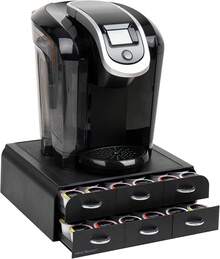 Organizador de cápsulas de una sola porción Mind Reader, 2 cajones, capacidad para 24 cápsulas, compatible con, 9.5 L x 12.25 x 2.5 H, negro - Negro - Ver 8