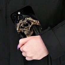 Teléfono con patrón de calavera, cubierta protectora de teléfono anticaída, protector de teléfono a prueba de golpes Compatible con teléfonos de la serie 16 15 14 13 12 11 - Negro - Ver 9