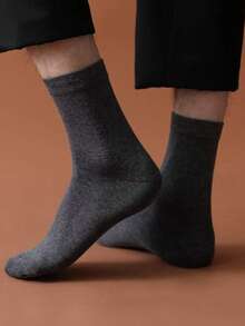 5 pares de meias masculinas sólidas, macias e versáteis, confortáveis para a pele