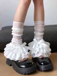 1pair Hot Girl Y2K Mesh Thin Multi-Layer Lace Women's Leg Cover, Lolita, JK Matching, Sweet And Versatile