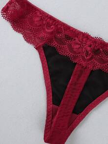 1 Set Lace Sexy Push-Up Bra, Anti-Sagging - Red - View 6