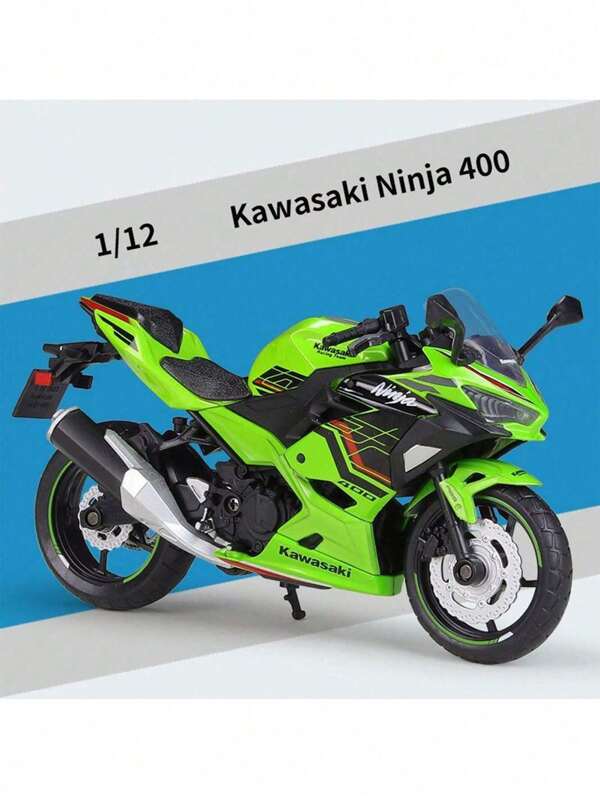 Burago 1:12 Scale Kawasaki Ninja 400 Diecast Motorcycle Model Miniature Collection Toy Car Desktop Ornaments Wih Display Base Perfect Gift For Children Men