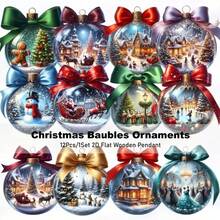 12pcs 2D Bohemian Acrylic Christmas Decorations Set - 2D Holiday Tree, Home & Window Decor - Suitable For Party & Gift, Collectible, Architecture & Accessories, Rustic Style Decor, Durable Construction, Hanging Ornaments, Party Planners, Gift Buyers Home Decor Room Decor