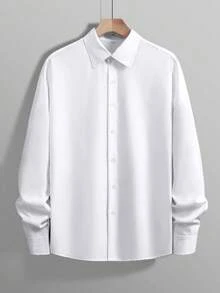 GloMan The Essential Men's Dress Shirt, Old Money Style Classic White Button Up For Wedding & Banquet, Loose Fit Long Sleeve Formal Top, All Season Versatile Office Commuting To Vacation Daily Wear Gift For Him,Perfect Valentine's Gift - White - View 3