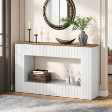 Tribesigns Modern Console Table, 55-Inch Wood Entryway Table With Storage, Narrow Long Sofa Table Behind Couch Table For Living Room, Foyer, Hallway, White - White - View 9