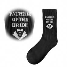 Bộ 5 đôi tất đen in chữ và họa tiết cho nam, làm từ vải dệt kim Polyester và Nylon, dày dặn, phù hợp cho phù rể, chú rể, cha chú rể trong tiệc cưới, mùa thu - màu đen - Xem 6