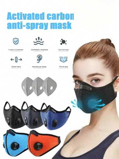 5-Layer Breathable Ergonomic Dust Mask, Adjustable Nose Clip, Reusable Activated Carbon Filter, Suitable For Cycling And Outdoor Activities