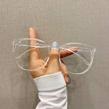 Oversized Oval Frame Transparent Lens Glasses, Women's Anti-Fatigue Computer Gaming Glasses - Multicolor - View 6