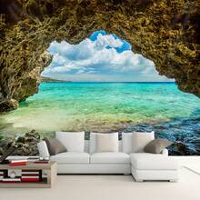 1Pc 2D Flat Extra Large Summer Blue Sky And Ocean View Tapestry,Tropical Beach Scene With Lush Greenery And Turquoise Waters, Polyester Wall Hanging For Living Room, Bedroom, Office, Or Party Decor,Beach Theme Decor - 樣式 1 - 查看 6